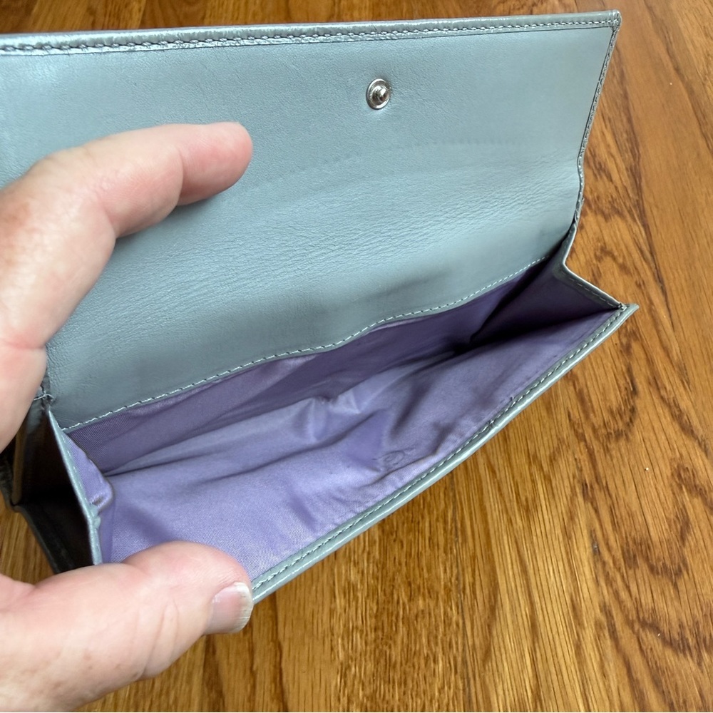 Coach gray silver CC print full size wallet with checkbook holder - Picture 4 of 11